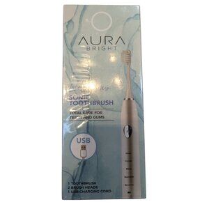 Aura Bright Elite Plus Sonic Toothbrush White USB Rechargeable With 5 Modes & 2